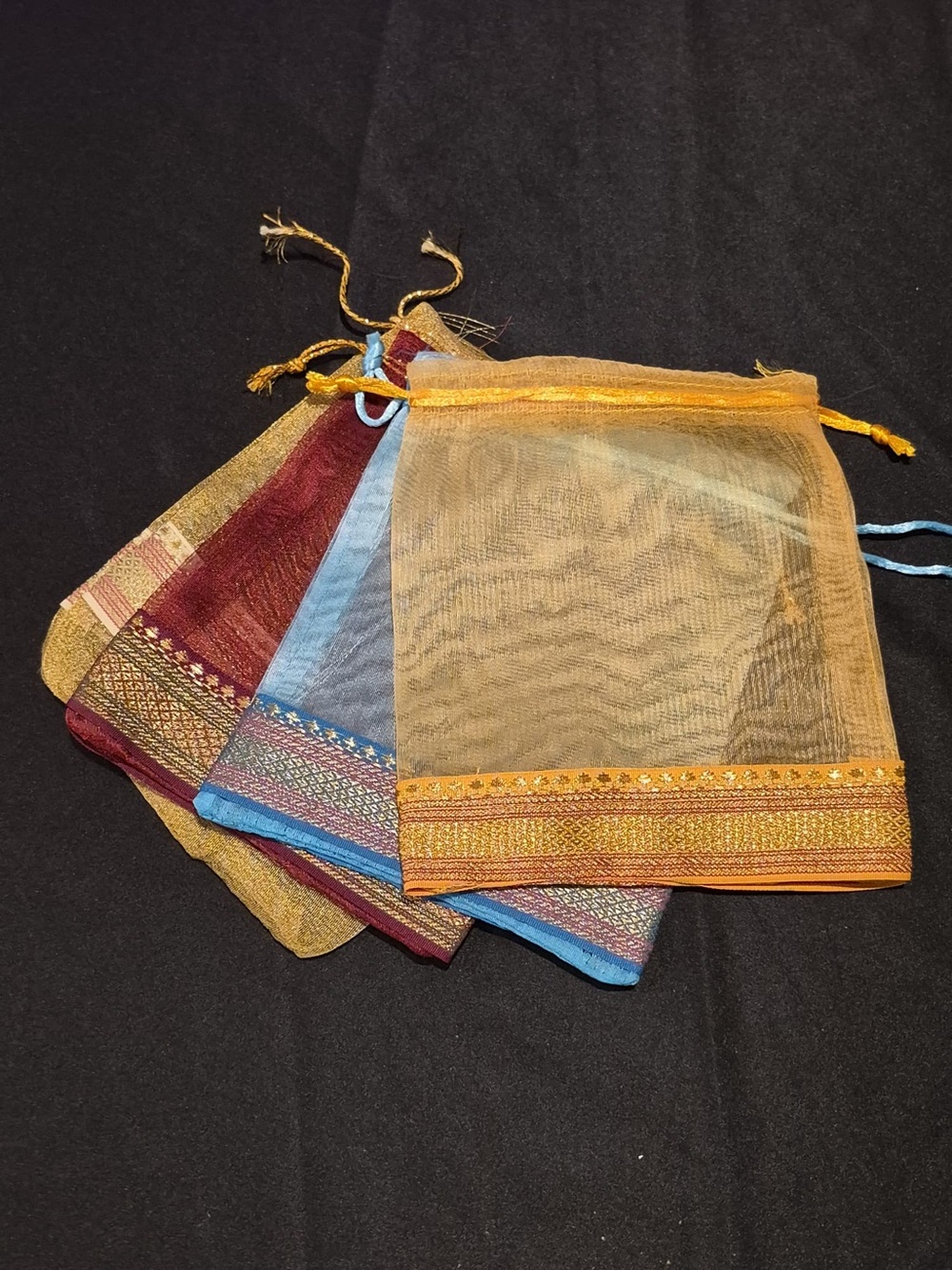Elegant Indian organza gift bags ~ 5’ x 7’
